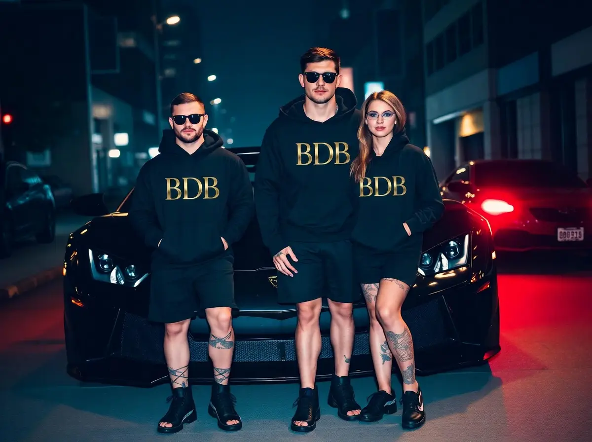 Billion Dolla Bulls streetwear models wearing premium hoodies and sets